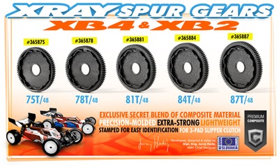 XRay XR365878 Composite 3-pad slipper clutch spur gear 78t / 48 - XB2 (365878)