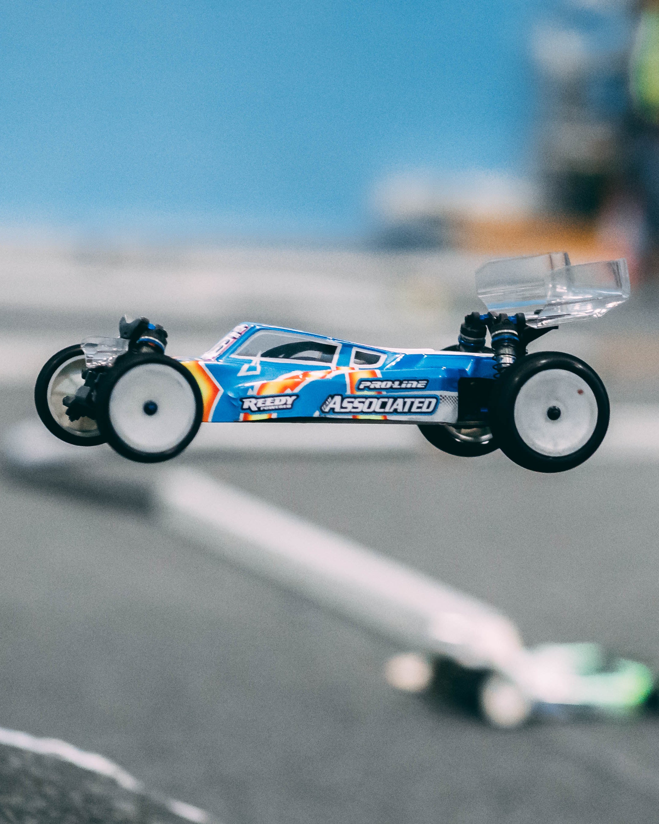 RC10B74 flying through the air