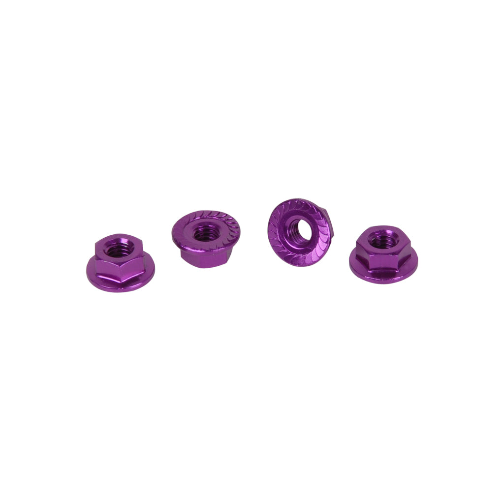 Schumacher CR036 CORE RC - Serrated Alloy M4 Nuts; Violet  pk 4 (CR036)